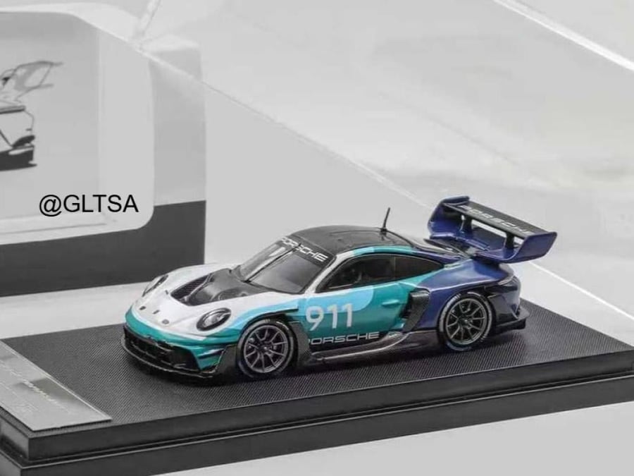 Porsche 911 (992) GT3 R Rennsport Blue White 1:64 HKM Models