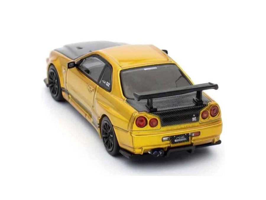 Nissan Skyline GT-R (R34) "Top Secret" Tokyo Auto Salon Gold 1:64 Inno Models IN64-R34TS-MDX24