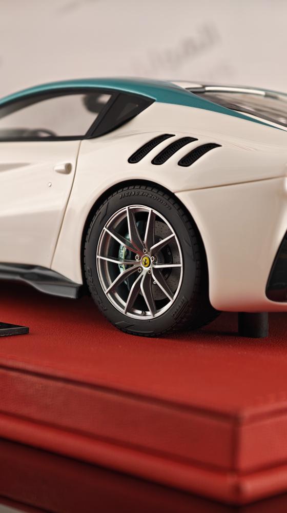 Ferrari F12 TDF Pearl White with Green Roof and Stripe 1:18 FC Models LIMITED 20 PCS