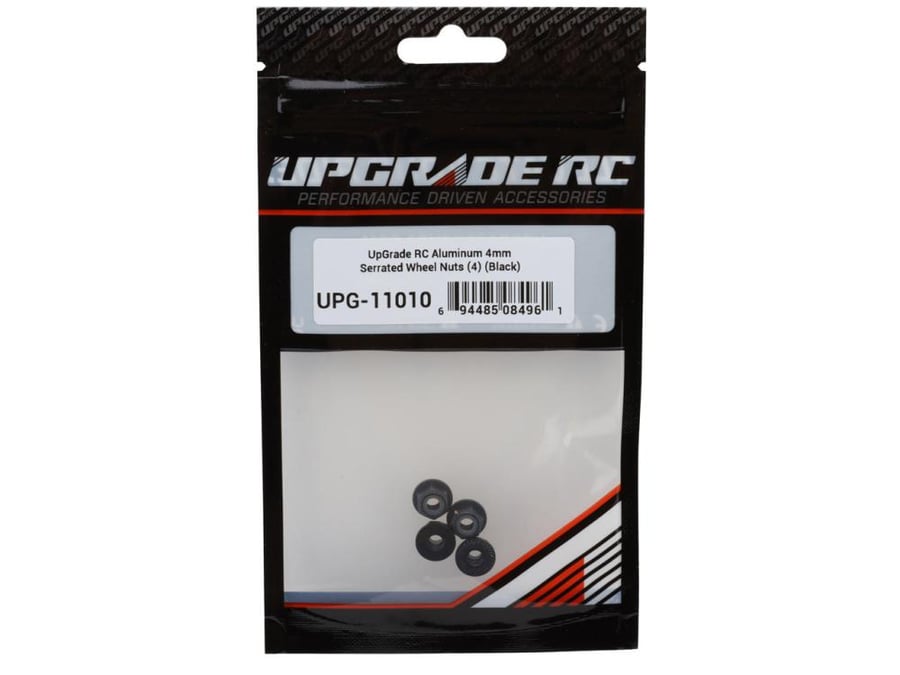 UpGrade RC Aluminum 4mm Serrated Wheel Nuts (4) (Black) for RC UPG-11010