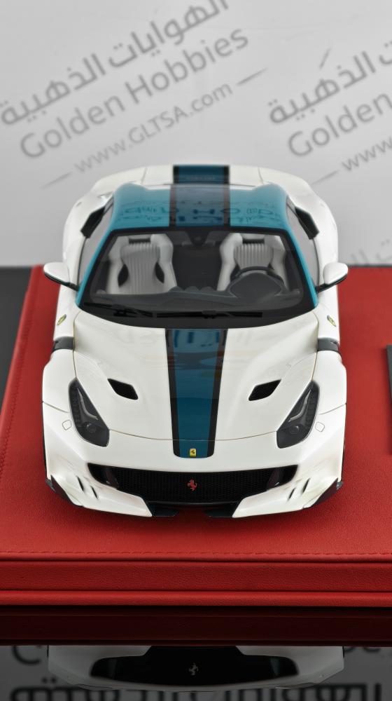Ferrari F12 TDF Pearl White with Green Roof and Stripe 1:18 FC Models LIMITED 20 PCS