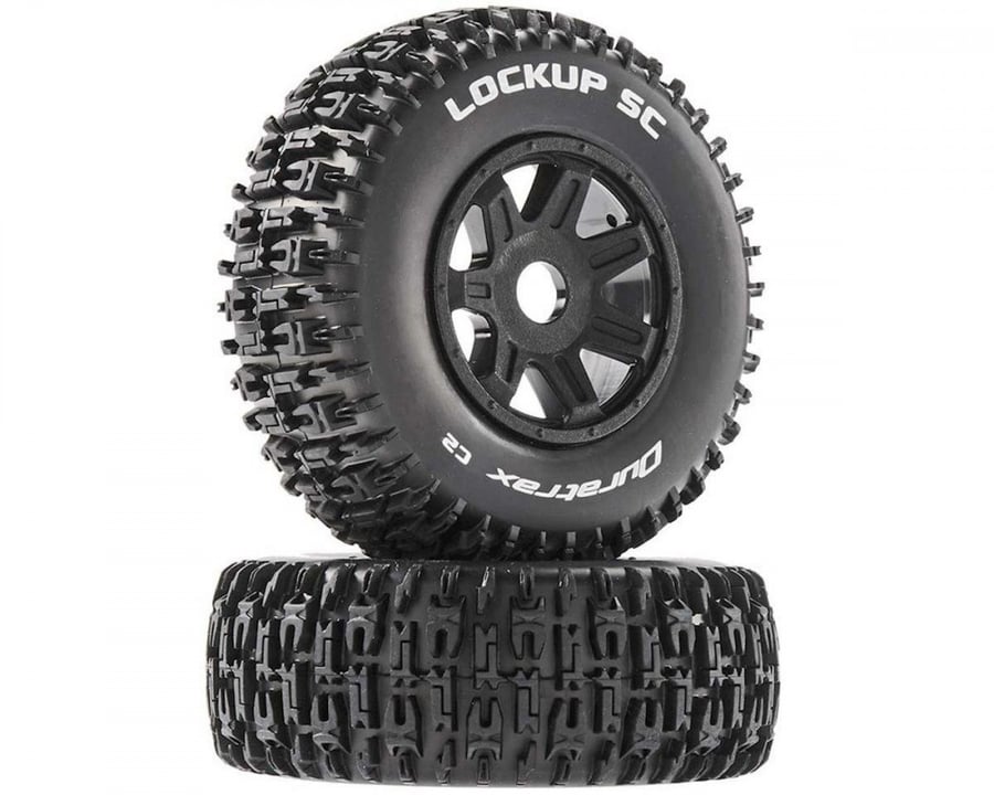 DuraTrax Lockup Short Course Mounted (Black )(2) (Soft - C2) w/17mm Hex For RC DTXC5274