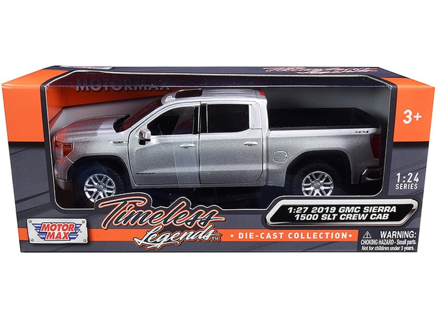 GMC Sierra 1500 SLT Crew Cab Pickup Truck Silver Metallic 1:24 Diecast Model Motormax 79361