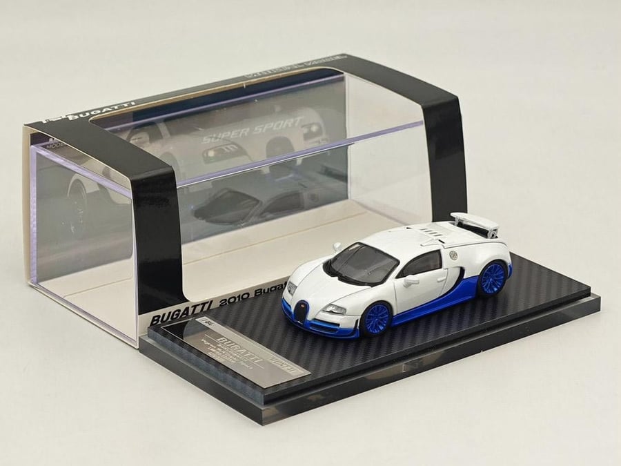 Bugatti Veyron 16.4 Super Sport White Blue 1:64 Mortal Model