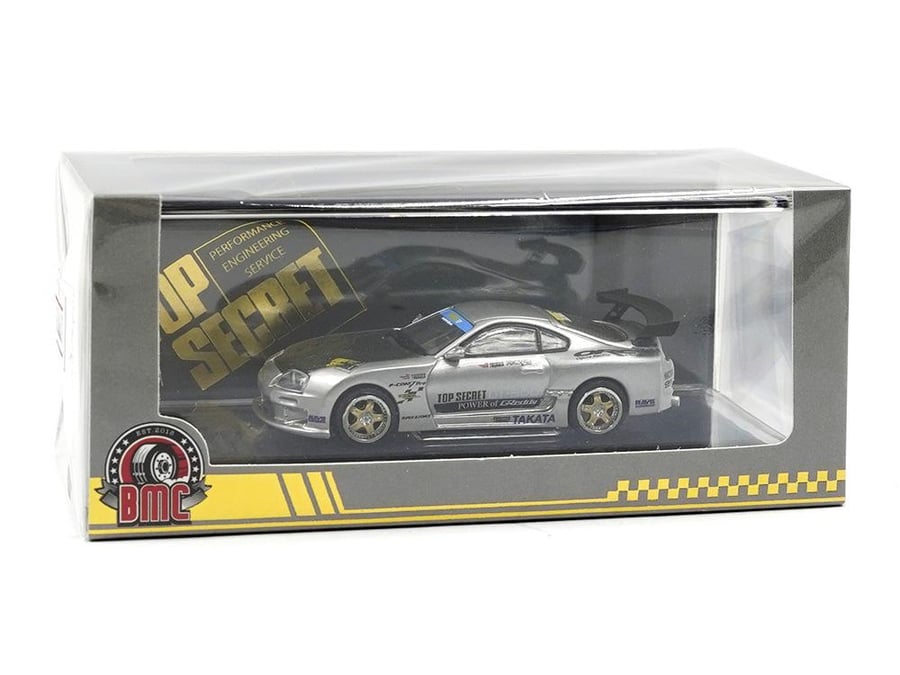 Toyota Supra (JZA80) Top Secret Manila International Auto Show (MIAS) 20th Anniversary Silver 1:64 BM Creations 64B0435
