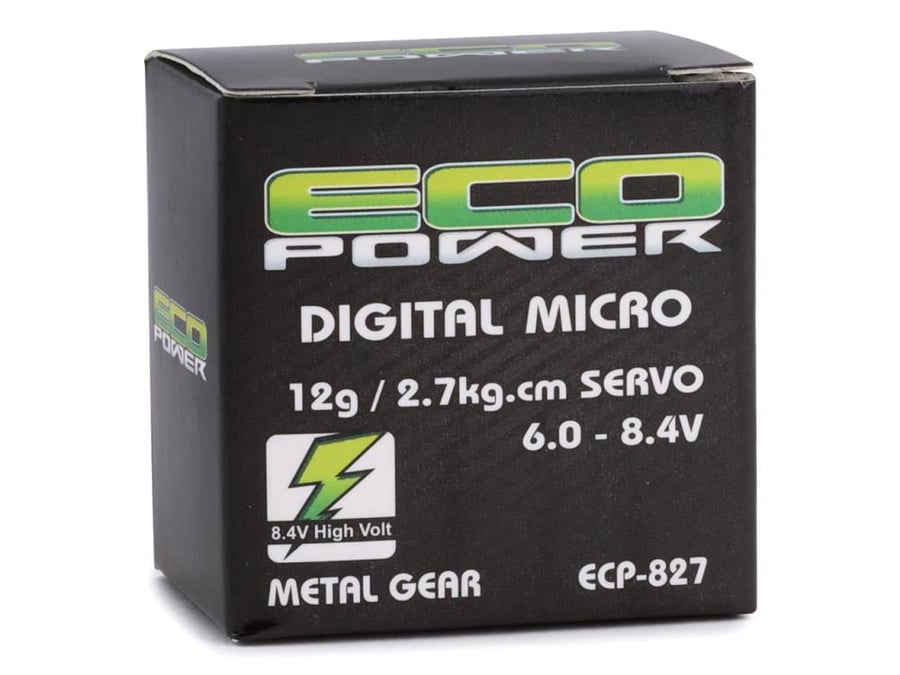 EcoPower 827 12g Digital Metal Gear Micro Servo (High Voltage) (Includes Aluminum Clamping Servo Horn) for RC ECP-827