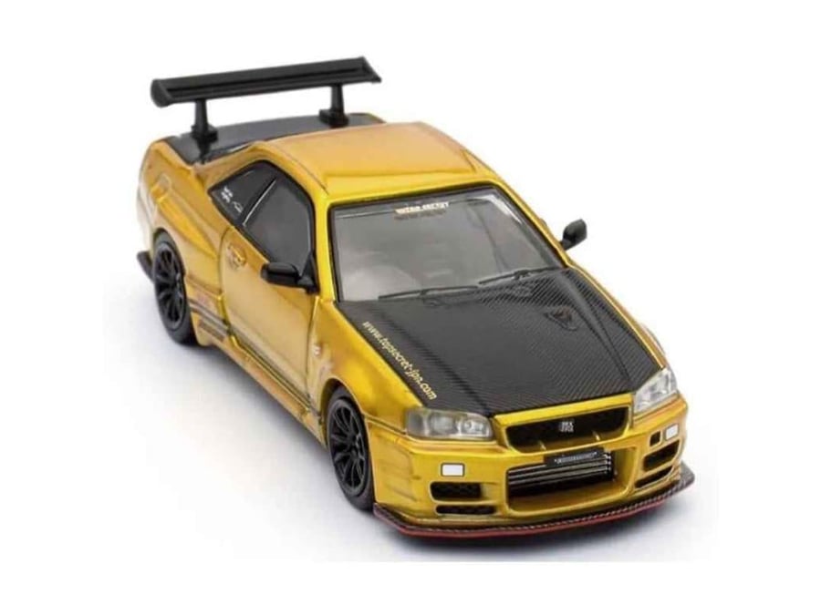 Nissan Skyline GT-R (R34) "Top Secret" Tokyo Auto Salon Gold 1:64 Inno Models IN64-R34TS-MDX24