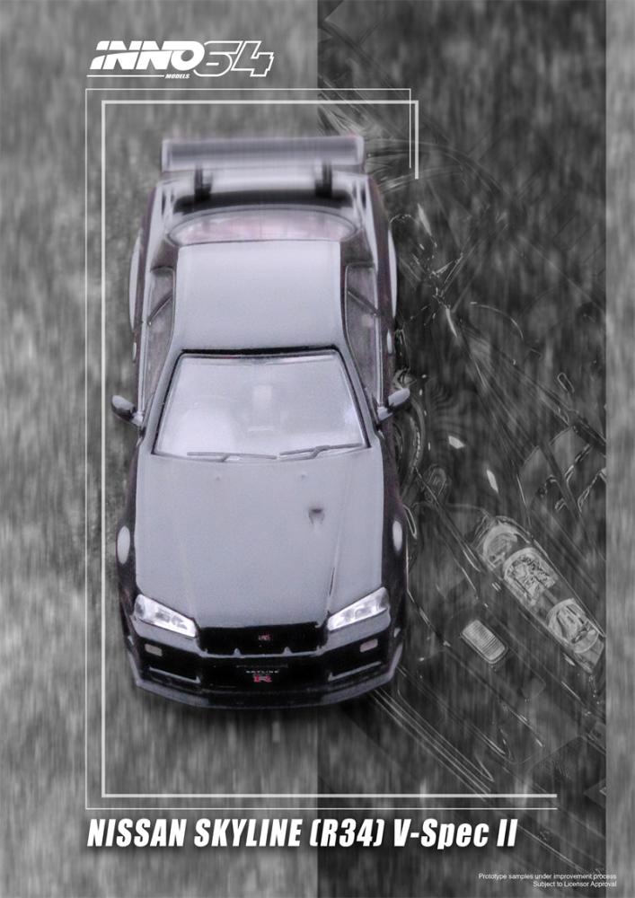 Nissan Skyline GT-R (R34) V-SPEC II Black 1:64 Inno Models IN64-R34VS-BLA