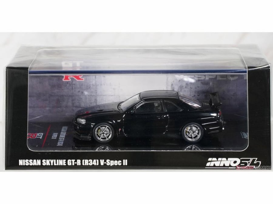 Nissan Skyline GT-R (R34) V-SPEC II Black 1:64 Inno Models IN64-R34VS-BLA