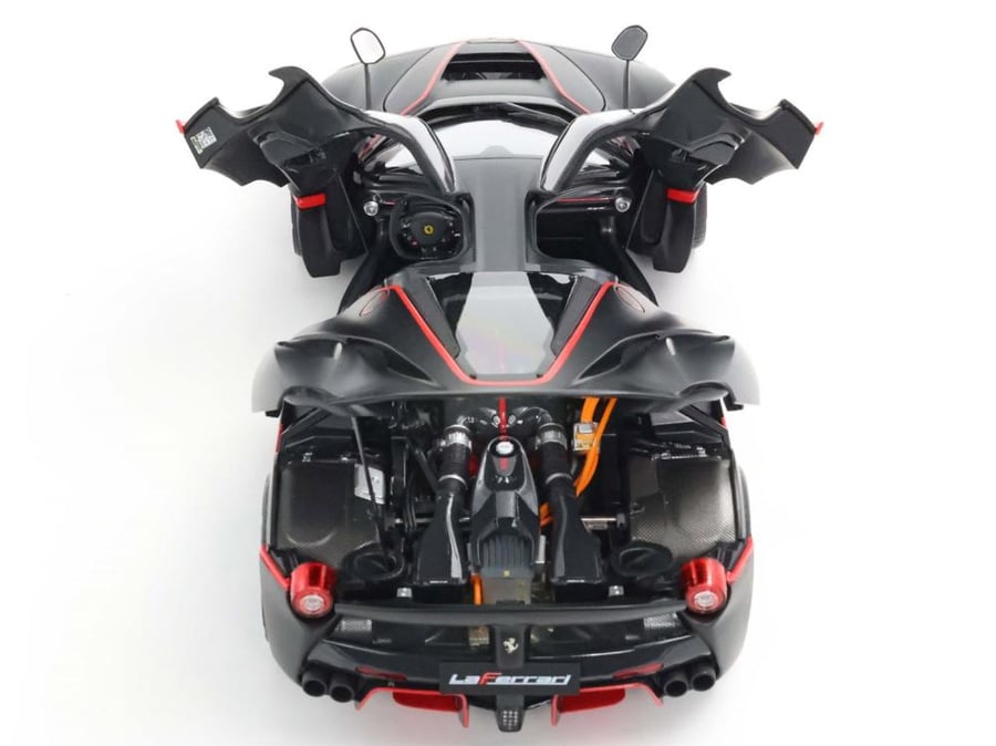 Ferrari LaFerrari Matt Black With Red Stripes Fernando Alonso, Eco Leather Base, Display Case Included 1:18 BBR BBR182239 LIMITED 100 PCS