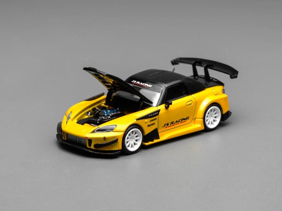 Honda S2000 J's Racing New Indy Yellow Pearl 1:64 MotorHelix M65146