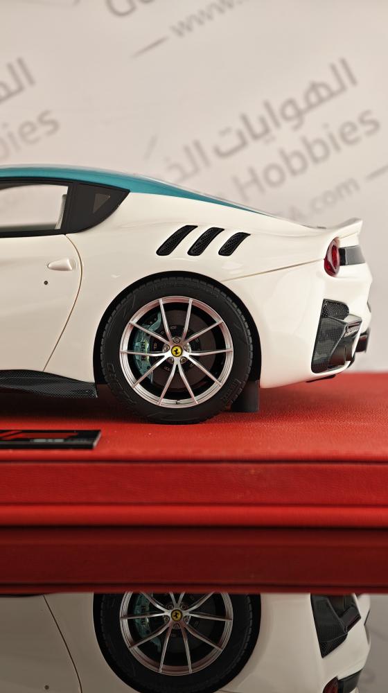 Ferrari F12 TDF Pearl White with Green Roof and Stripe 1:18 FC Models LIMITED 20 PCS