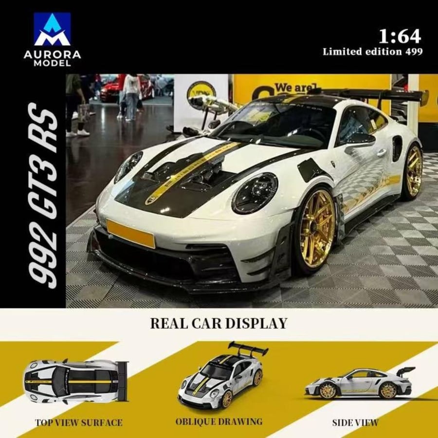 Porsche 992 GT3 RS White Gold 1:64 Aurora Model AM644646 LIMITED 499 PCS