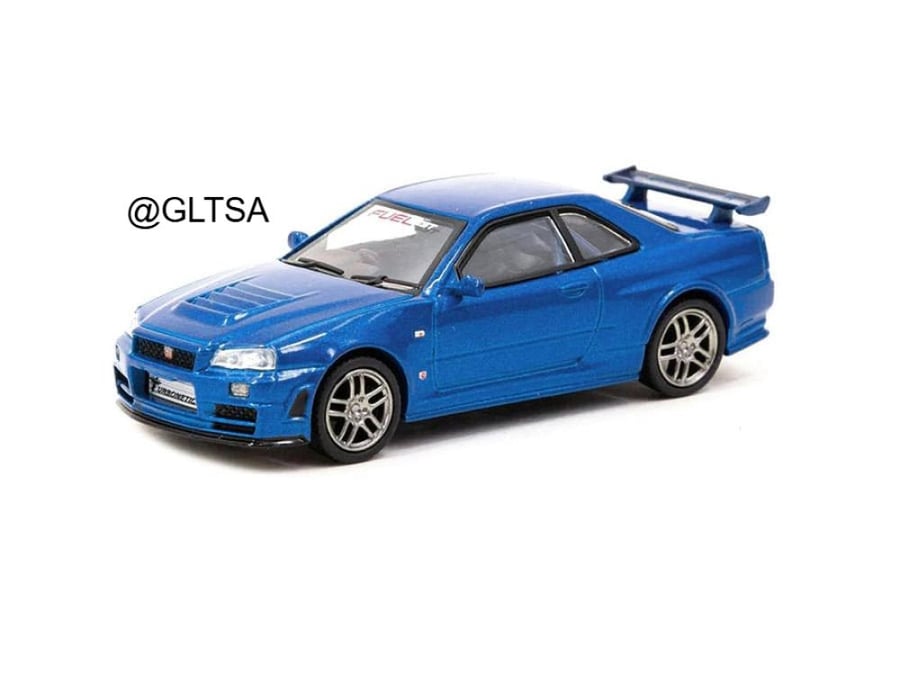 Nissan Skyline Nismo R34 GT-R Z-Tune FuelFest Tokyo Blue 1:64 Tarmac Work T64S-014-FF