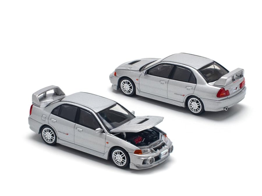 Mitsubishi Lancer Evolution IV Steel Silver 1:64 Pop Race PR640140