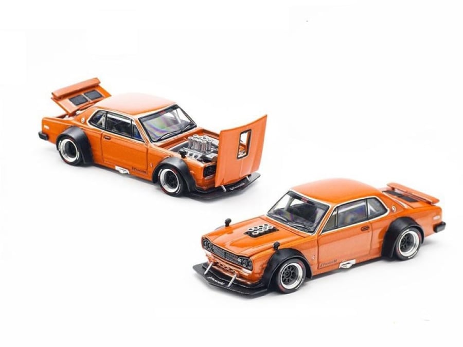 Nissan Skyline GT-R V8 Drift Hakosuka Pandem Orange 1:64 Pop Race PR640032