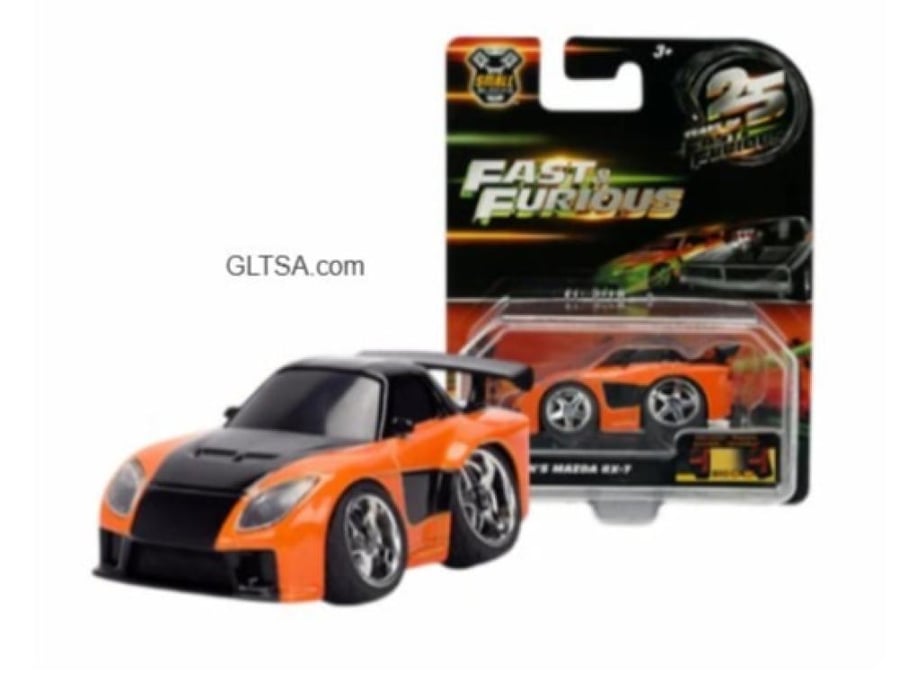 Han's Mazda RX-7 Orange 1:43 Jada Toys Small Blocks Fast and Furious 36832
