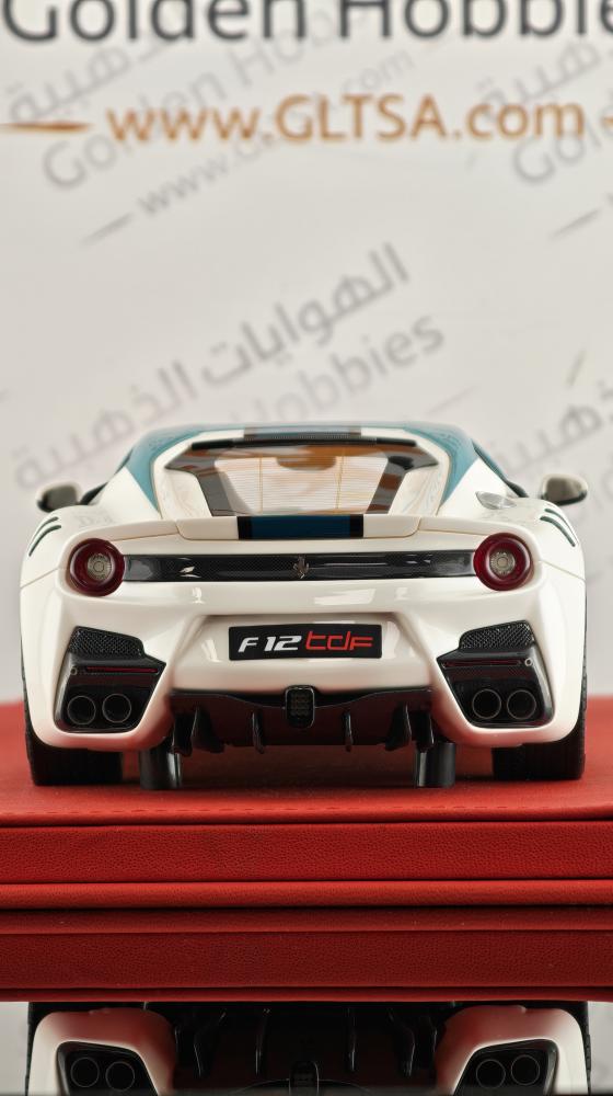 Ferrari F12 TDF Pearl White with Green Roof and Stripe 1:18 FC Models LIMITED 20 PCS