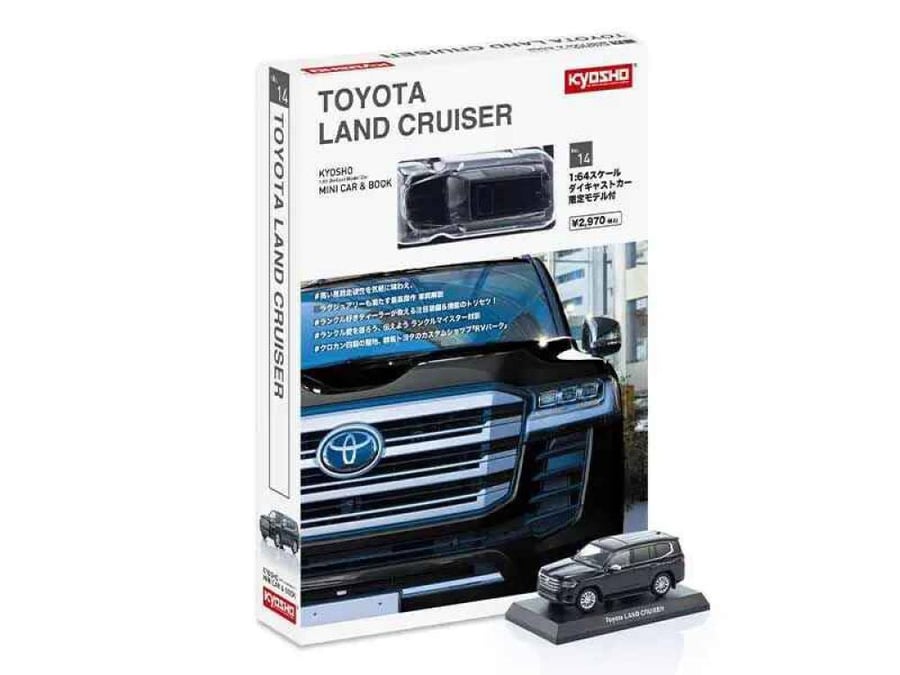 Toyota Land Cruiser 300 Black 1:64 Kyosho Mini Car & Book No.14 K07118BK