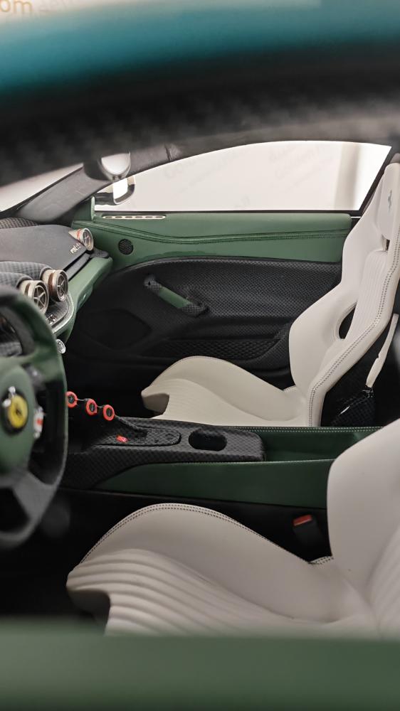 Ferrari F12 TDF Pearl White with Green Roof and Stripe 1:18 FC Models LIMITED 20 PCS