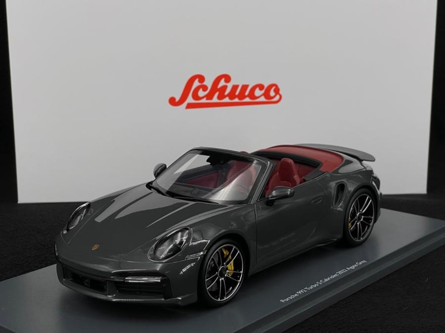 PRE-ORDER (2 Weeks) Porsche 911 (992) Turbo S Cabriolet Agate Grey 1:18 Schuco 18U00143