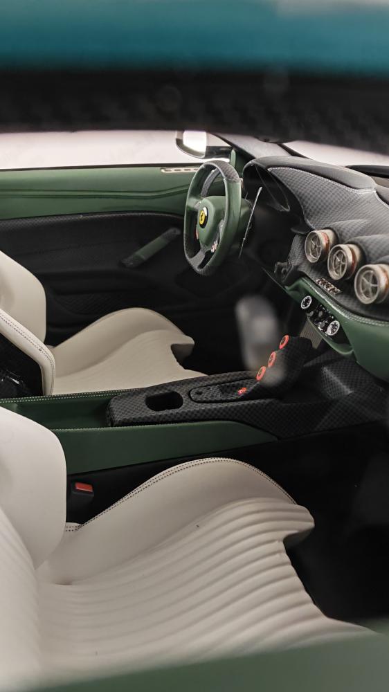 Ferrari F12 TDF Pearl White with Green Roof and Stripe 1:18 FC Models LIMITED 20 PCS
