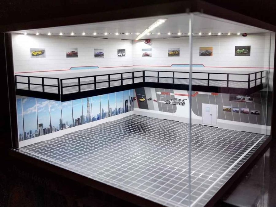 Diorama Car Garage Parking Space PVC LED Assembly Display Model 1:64