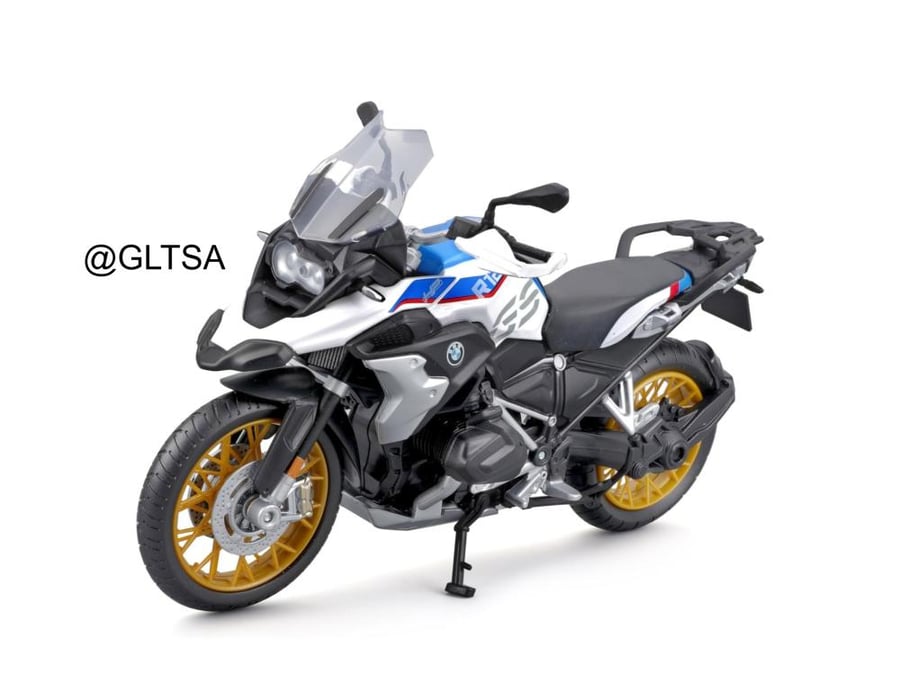 BMW R1250 GS Motorcycle White Blue 1:12 Maisto 31101