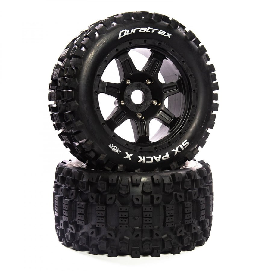 DuraTrax Six Pack X Belted Mounted Black 24mm Kraton 8S Tire For RC DTXC5587