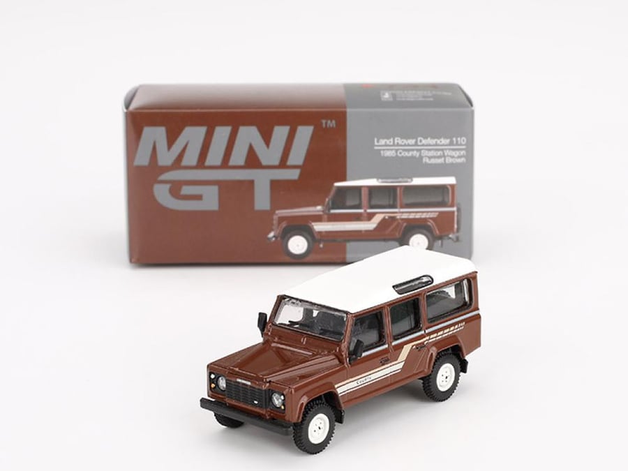 Land Rover Defender 110 1985 County Station Wagon Russet Brown 1:64 MINI GT MGT00734-L