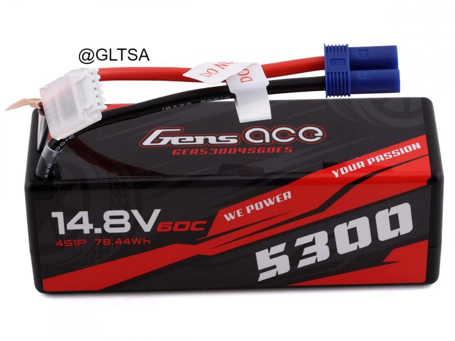 Gens Ace 4s LiPo Battery 60C (14.8V/5300mAh) w/EC5 Connector for RC GEA53004S60E5