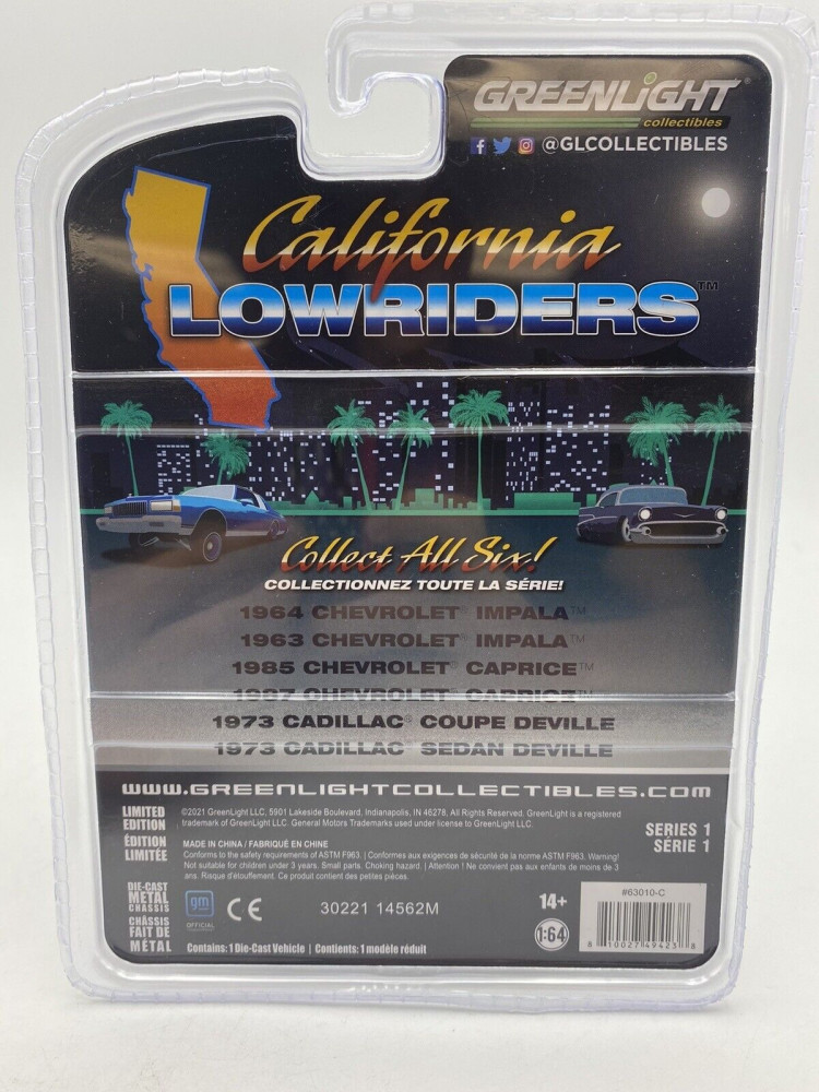 Chevrolet Caprice Lowrider 1985 Custom Gold Metallic and Matt Gold "California Lowriders" Release 1 1:64 Greenlight 63010C