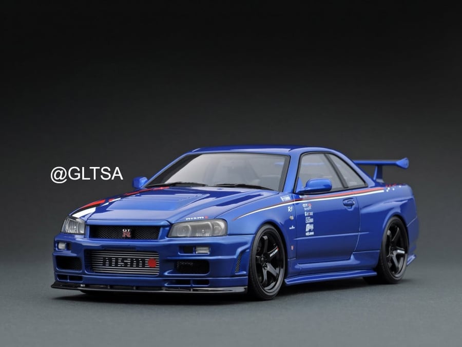 RARE Nissan Nismo Skyline R34 GT-R R-Tune Bayside Blue 1:18 Ignition Model IG1827