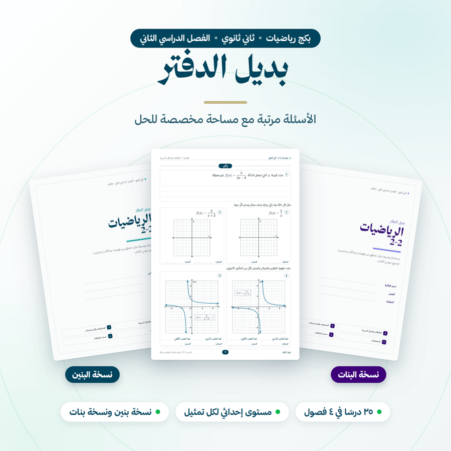 بكج رياضيات ثاني ثانوي الفصل الثاني