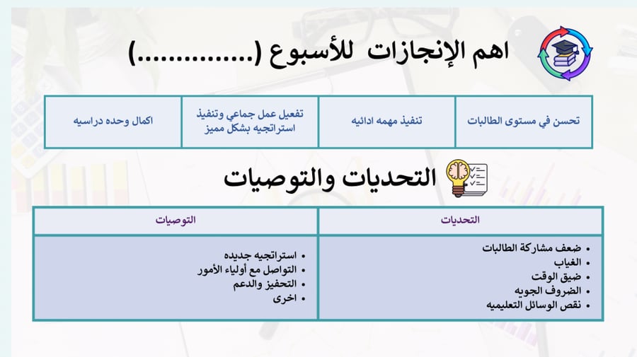التقرير اليومي والاسبوعي للمعلم