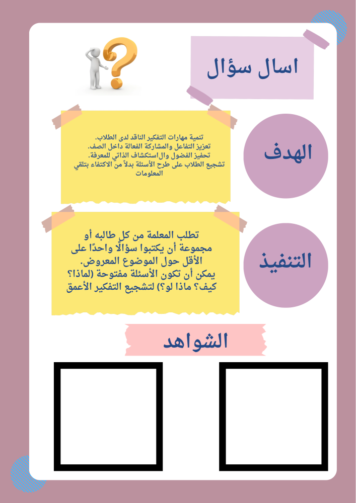 شواهد الاستراتجيات الصفية