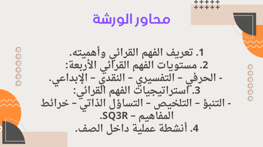ورشة الفهم القرائي للمعلمات
