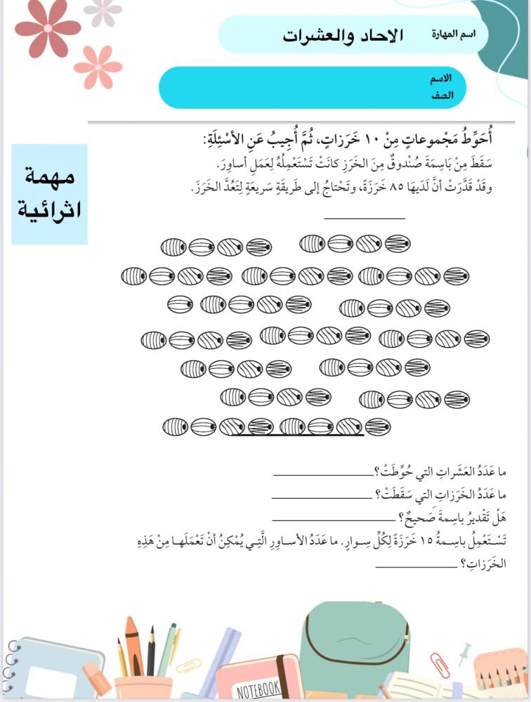 خطة علاجية للصف ثاني ابتدائي مادة الرياضيات الفصل الدراسي الاول