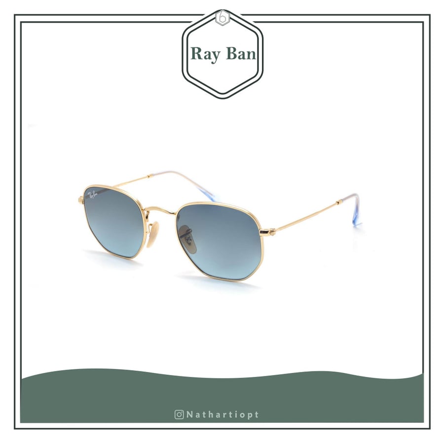 نظارة شمسية من ماركة Ray Ban بتصميم سداسي لون العدسة ازرق فاتح RB3548N 9123 / 3M