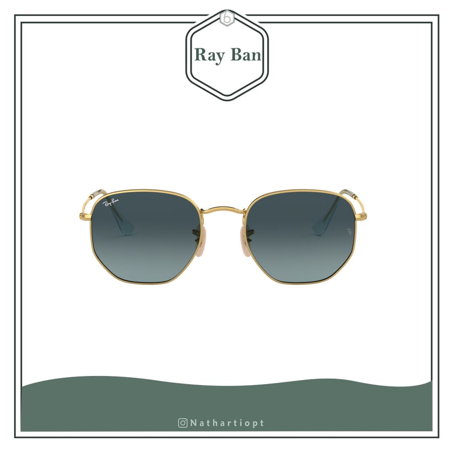 نظارة شمسية من ماركة Ray Ban بتصميم سداسي لون العدسة ازرق فاتح RB3548N 9123 / 3M