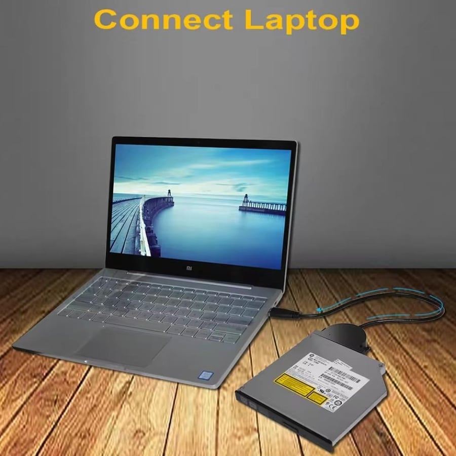 كابل محول USB 2.0 إلى SATA لتوصيل محرك الأقراص الضوئية CD/DVD-ROM بالكمبيوتر المحمول
