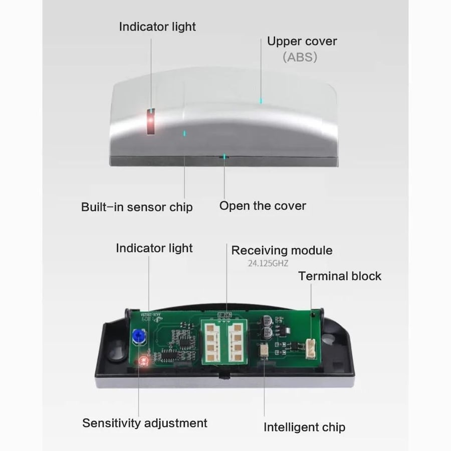مكونات المستشعر واللوحة ومفتاح الحساسية Internal circuit board and sen