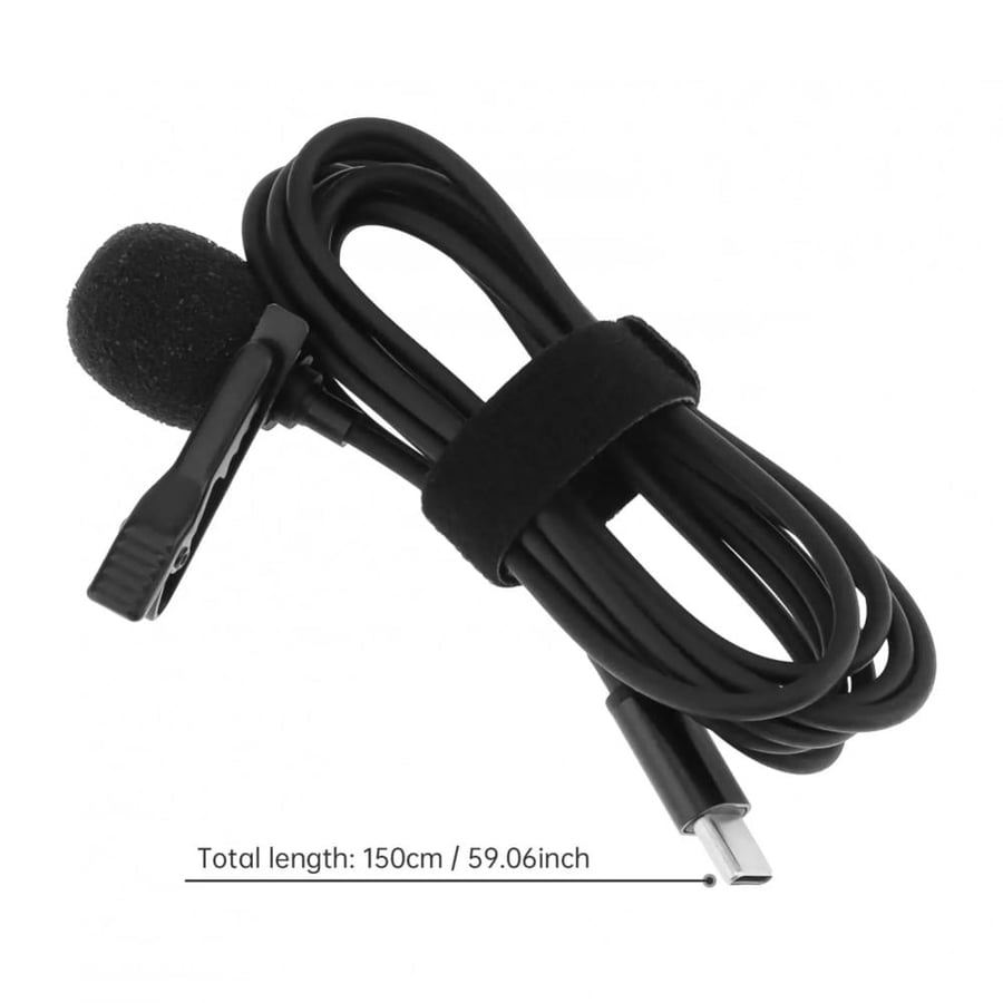 long USB-C lapel microphone cable for mobile recording