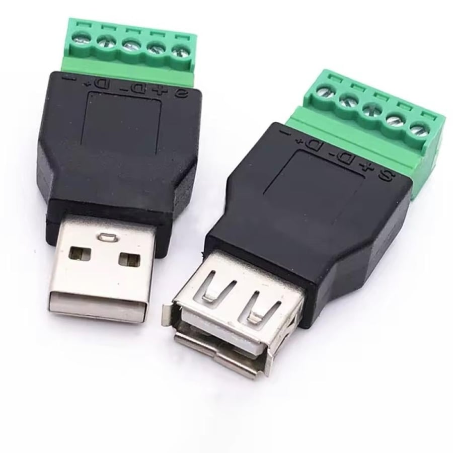 زوج موصل USB 2.0 طرف لولبي 5 سنون (ذكر وأنثى) للاختبار والتجارب