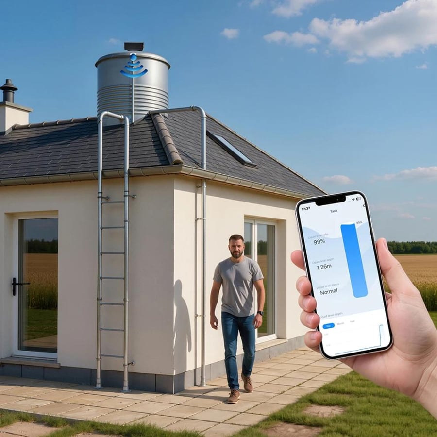 مستشعر منسوب السائل مع محول الطاقة وتطبيق المراقبة Liquid level sensor