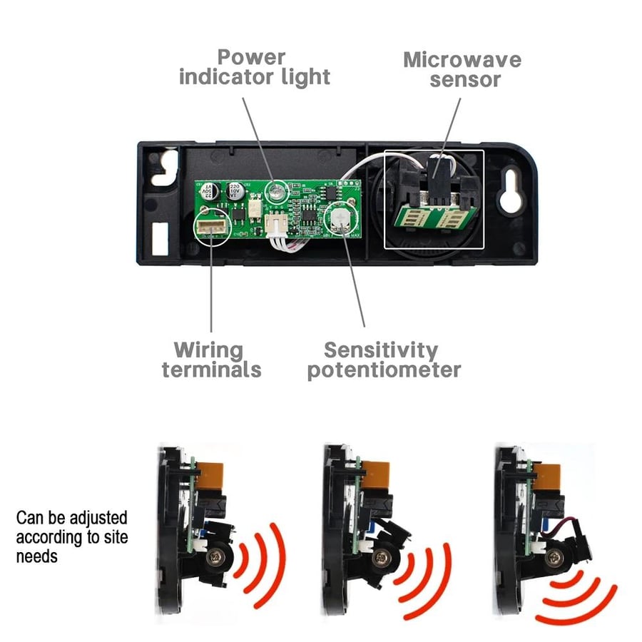 مكونات المستشعر واللوحة ومفتاح الحساسية Internal circuit board and sen