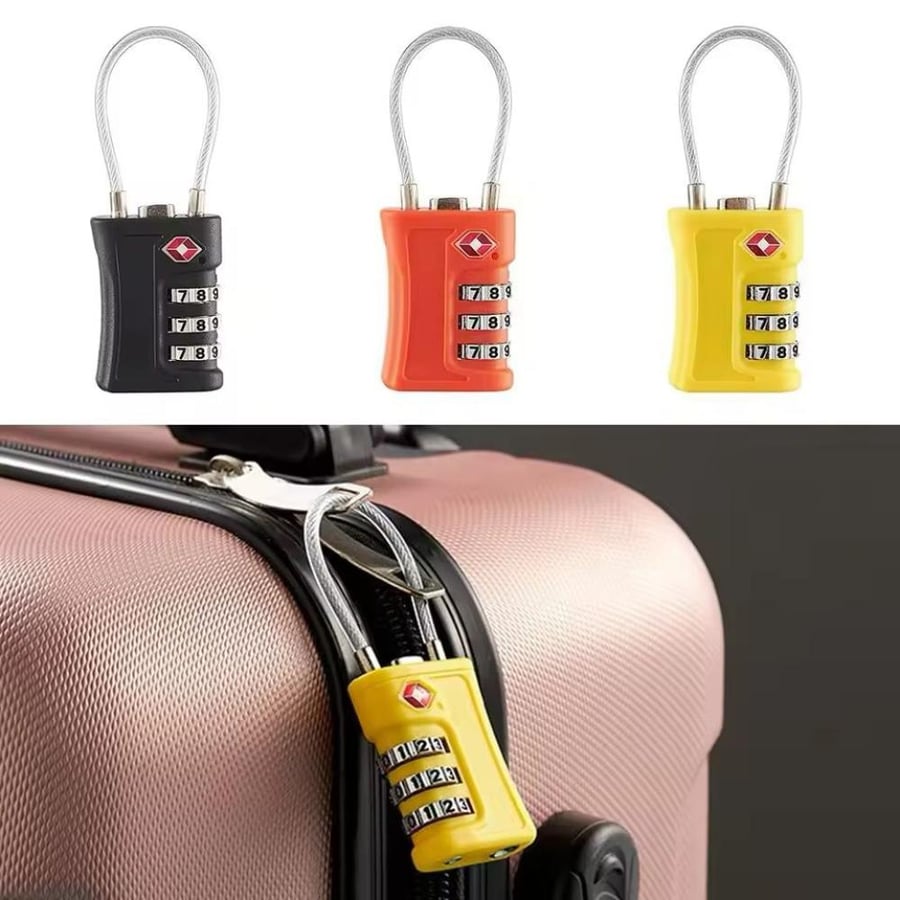 قفل TSA مُعتمد لحقائب السفر - محمي بكلمة مرور، أسود