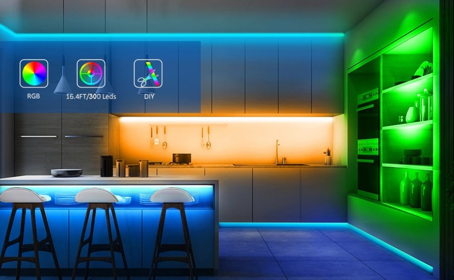 شريط إضاءة 16 لون RGB تحكم بـ (ريموت كنترول) 5متر