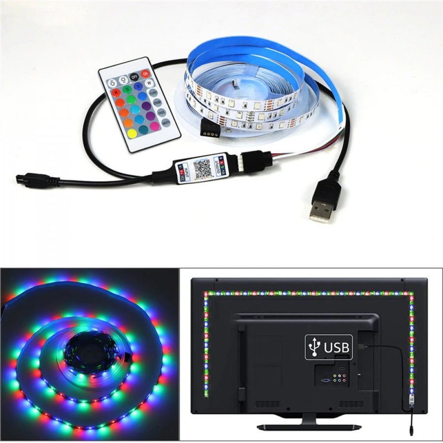 شريط إضاءة 16 لون RGB تحكم بـ (ريموت كنترول) 5متر