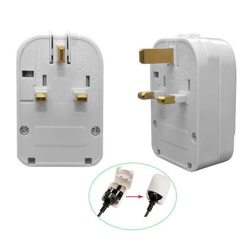 Universal 13A 250V HK Singapore Malaysia United Kingdom power cord online cable converter connector EU to UK adapter fused plug